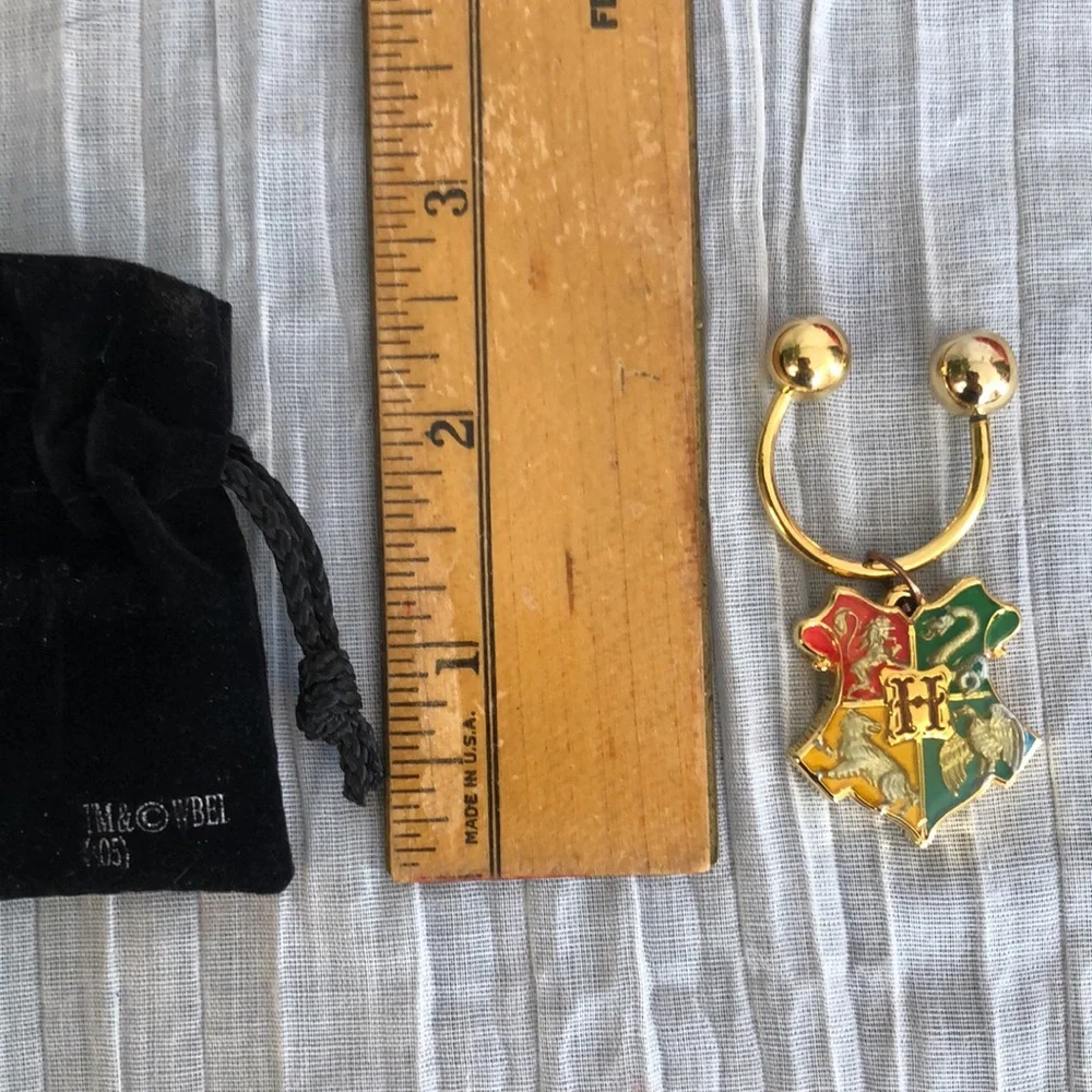 HARRY POTTER Hogwarts Houses gold plated  keychain fob wineglass charm